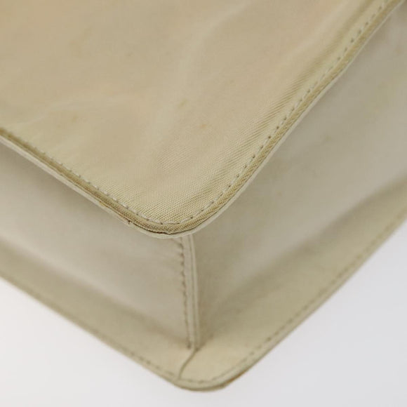 PRADA Hand Bag Nylon Leather White Silver Auth bs24555