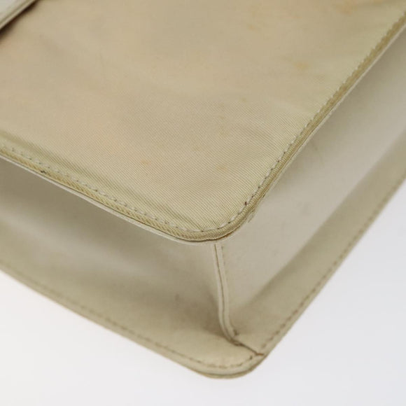 PRADA Hand Bag Nylon Leather White Silver Auth bs24555