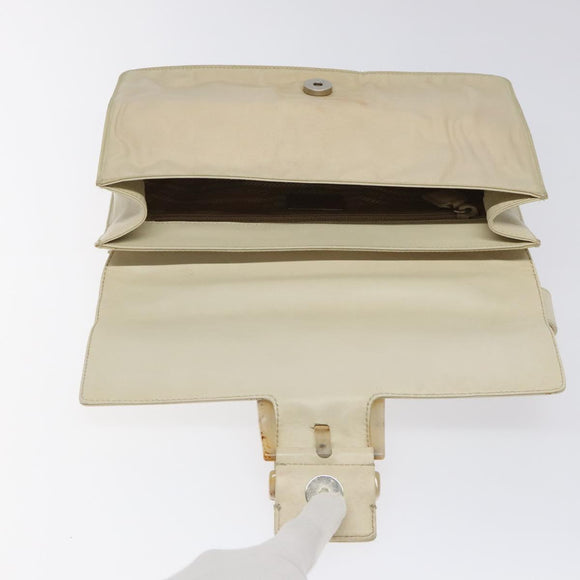 PRADA Hand Bag Nylon Leather White Silver Auth bs24555