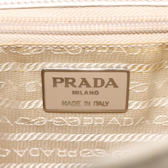 PRADA Hand Bag Nylon Leather White Silver Auth bs24555