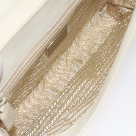 PRADA Hand Bag Nylon Leather White Silver Auth bs24555