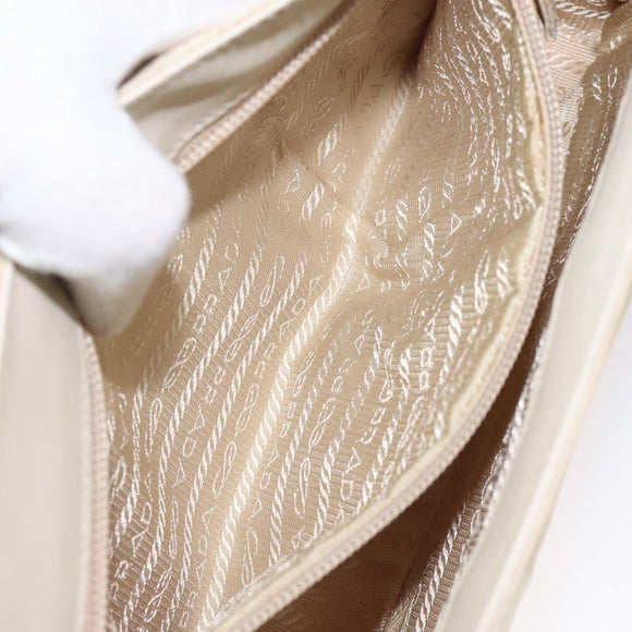 PRADA Hand Bag Nylon Leather White Silver Auth bs24555