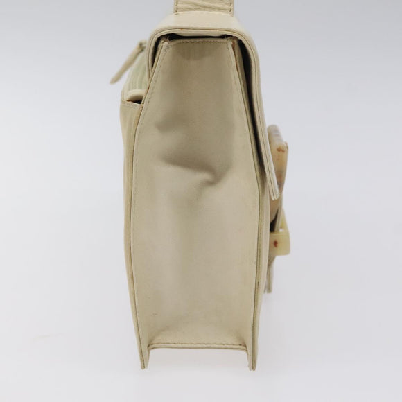 PRADA Hand Bag Nylon Leather White Silver Auth bs24555