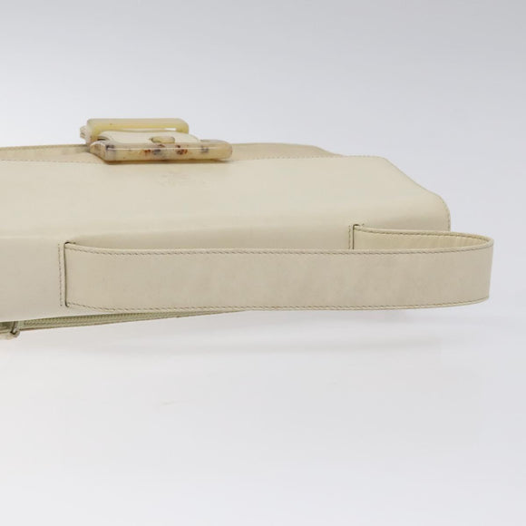 PRADA Hand Bag Nylon Leather White Silver Auth bs24555