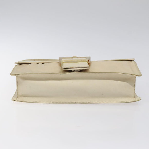 PRADA Hand Bag Nylon Leather White Silver Auth bs24555