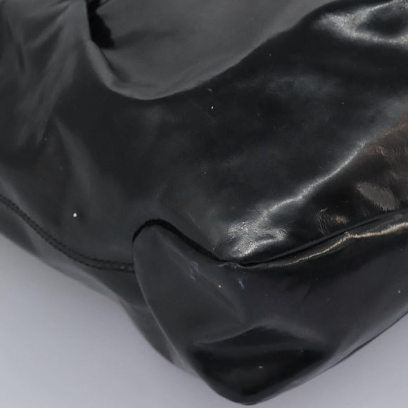 Salvatore Ferragamo Shoulder Bag Enamel Black Gold Auth bs24560