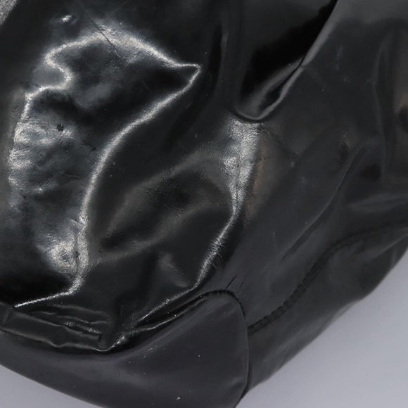 Salvatore Ferragamo Shoulder Bag Enamel Black Gold Auth bs24560