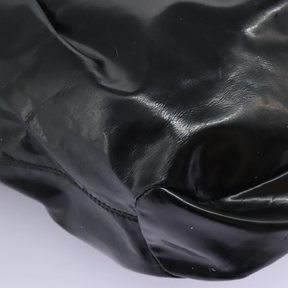 Salvatore Ferragamo Shoulder Bag Enamel Black Gold Auth bs24560