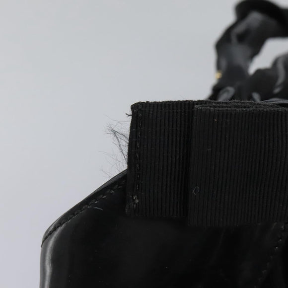 Salvatore Ferragamo Shoulder Bag Enamel Black Gold Auth bs24560