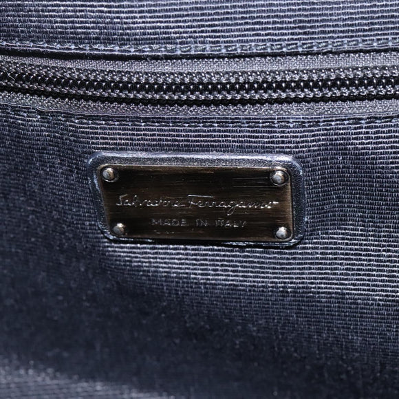 Salvatore Ferragamo Shoulder Bag Enamel Black Gold Auth bs24560