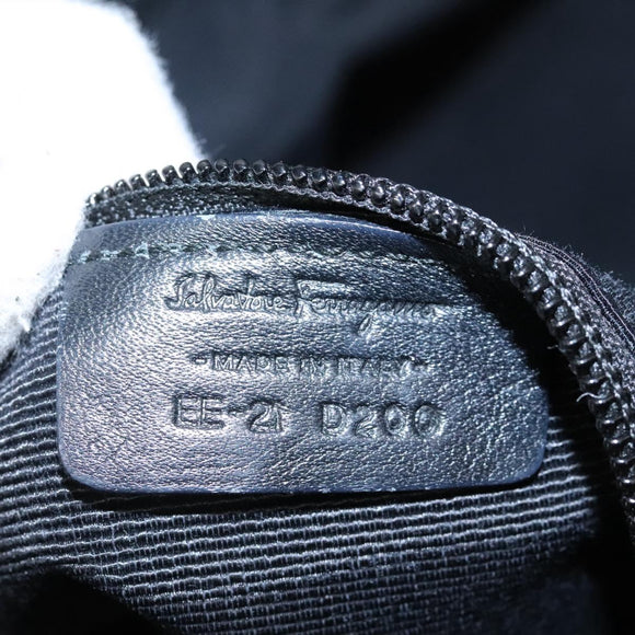 Salvatore Ferragamo Shoulder Bag Enamel Black Gold Auth bs24560