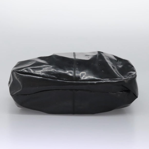 Salvatore Ferragamo Shoulder Bag Enamel Black Gold Auth bs24560