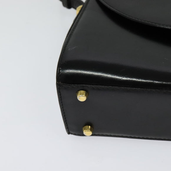 BALLY Shoulder Bag Leather Black Gold Auth bs24565