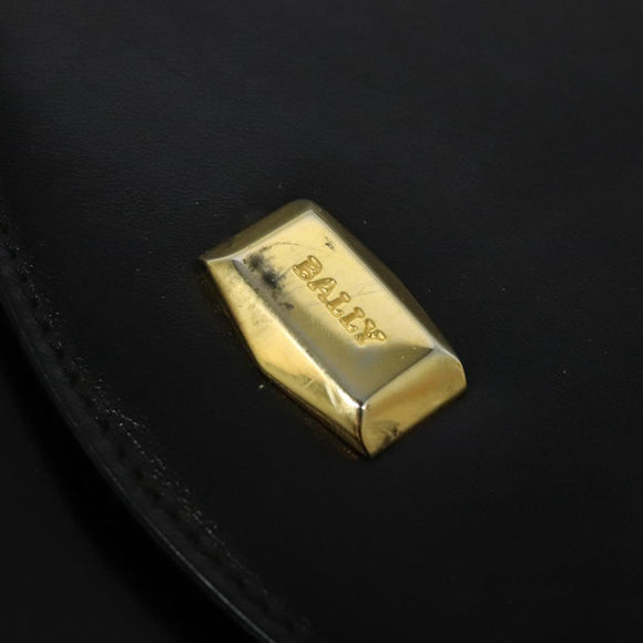 BALLY Shoulder Bag Leather Black Gold Auth bs24565