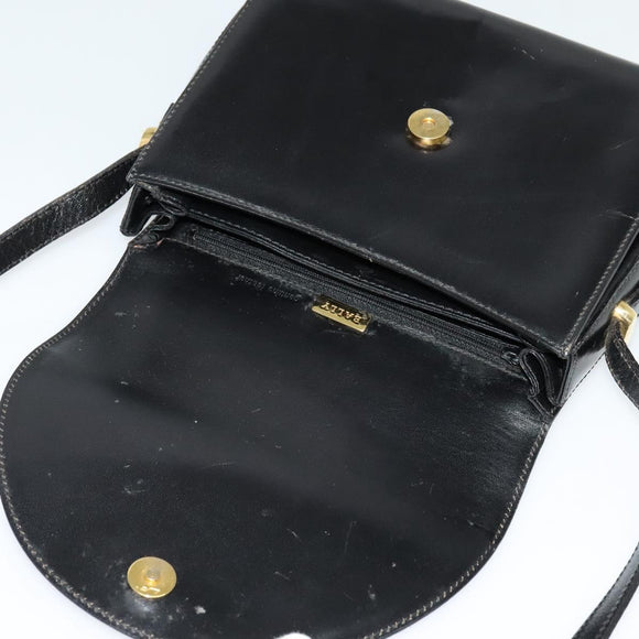 BALLY Shoulder Bag Leather Black Gold Auth bs24565