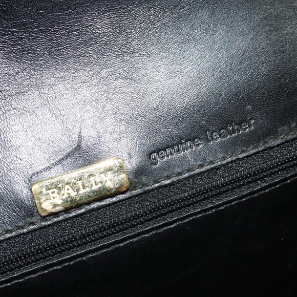 BALLY Shoulder Bag Leather Black Gold Auth bs24565