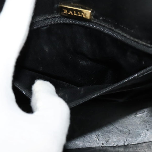 BALLY Shoulder Bag Leather Black Gold Auth bs24565