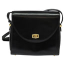 BALLY Shoulder Bag Leather Black Gold Auth bs24565-13