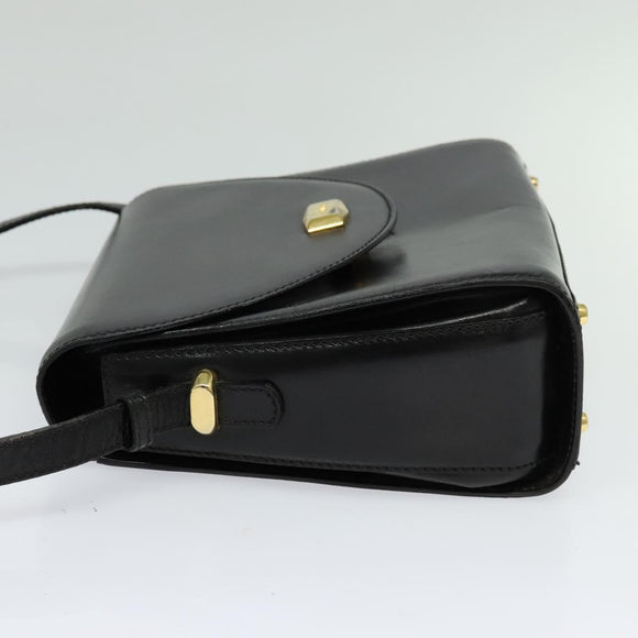BALLY Shoulder Bag Leather Black Gold Auth bs24565