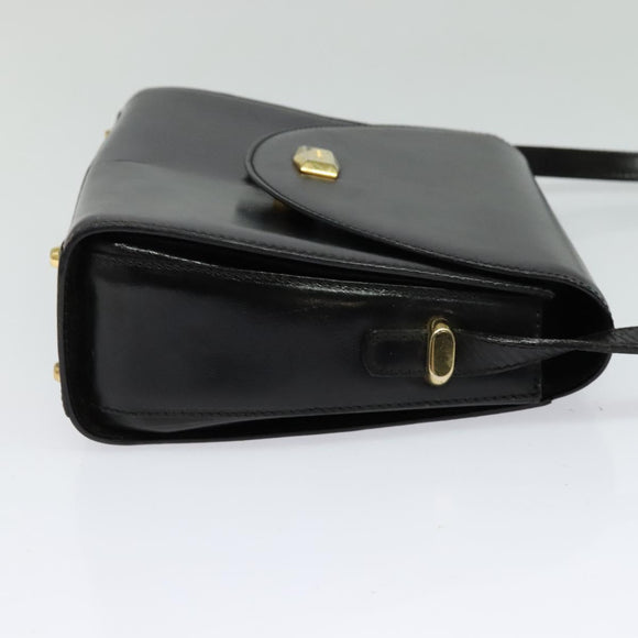 BALLY Shoulder Bag Leather Black Gold Auth bs24565
