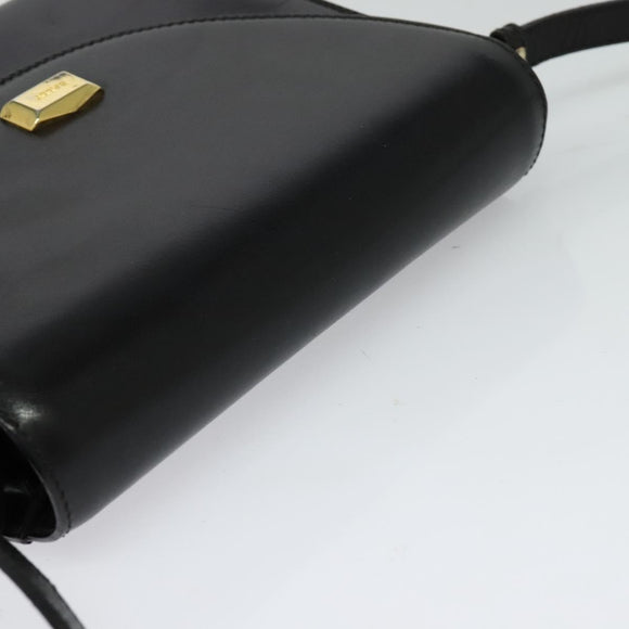 BALLY Shoulder Bag Leather Black Gold Auth bs24565
