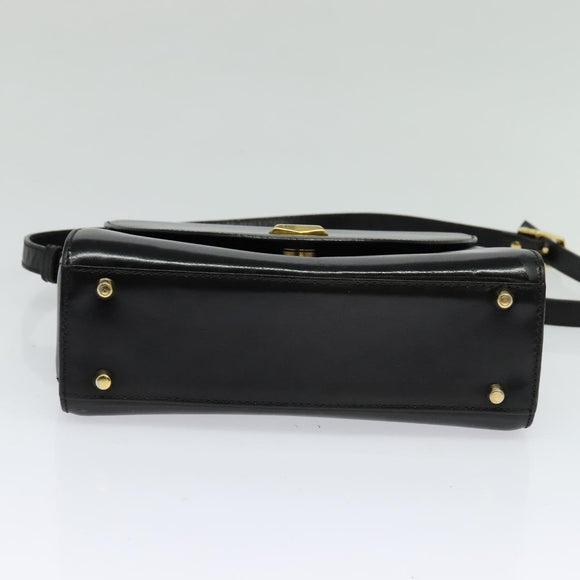 BALLY Shoulder Bag Leather Black Gold Auth bs24565