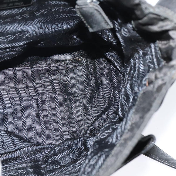 PRADA Shoulder Bag Leather Black Auth bs24581