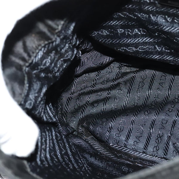PRADA Shoulder Bag Leather Black Auth bs24581