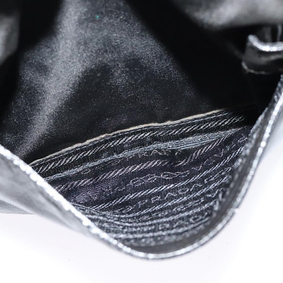 PRADA Shoulder Bag Leather Black Auth bs24581