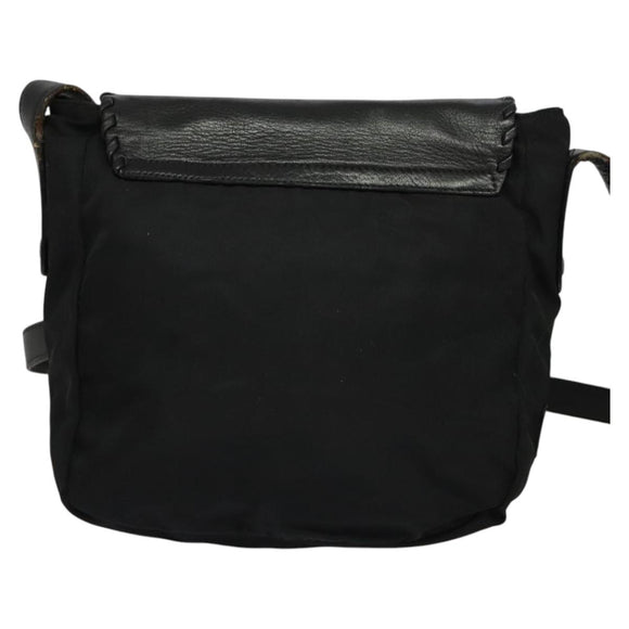 PRADA Shoulder Bag Leather Black Auth bs24581