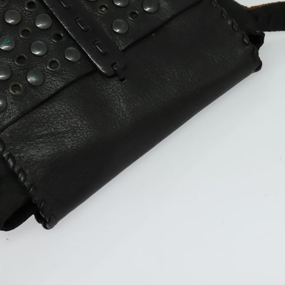 PRADA Shoulder Bag Leather Black Auth bs24581