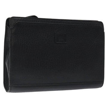 Burberrys Clutch Bag Leather Black Gold Auth bs24582