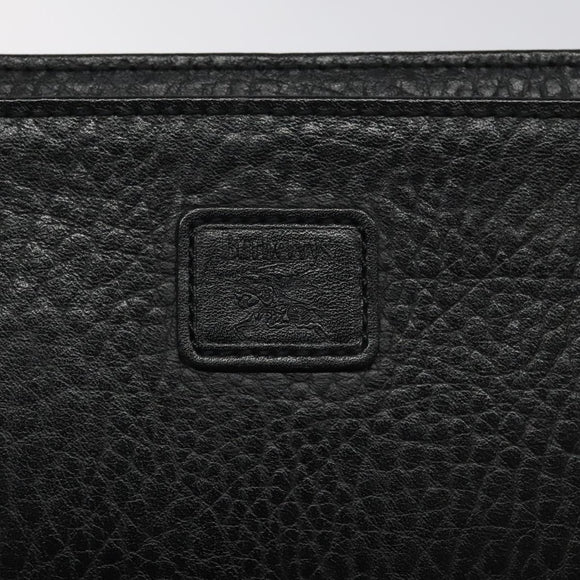 Burberrys Clutch Bag Leather Black Gold Auth bs24582