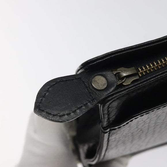 Burberrys Clutch Bag Leather Black Gold Auth bs24582