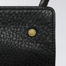 Burberrys Clutch Bag Leather Black Gold Auth bs24582-9