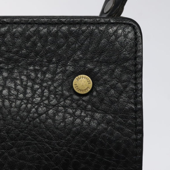 Burberrys Clutch Bag Leather Black Gold Auth bs24582