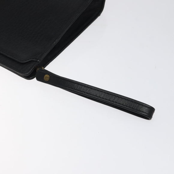 Burberrys Clutch Bag Leather Black Gold Auth bs24582