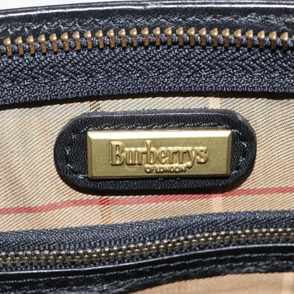 Burberrys Clutch Bag Leather Black Gold Auth bs24582