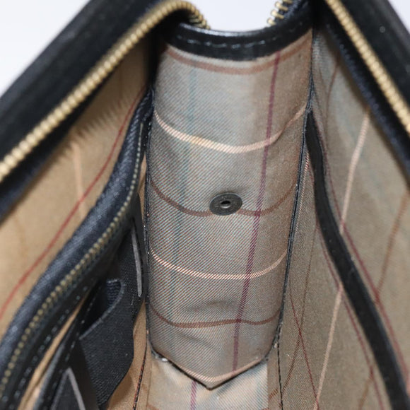 Burberrys Clutch Bag Leather Black Gold Auth bs24582