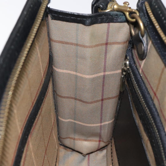 Burberrys Clutch Bag Leather Black Gold Auth bs24582