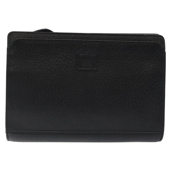 Burberrys Clutch Bag Leather Black Gold Auth bs24582