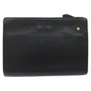 Burberrys Clutch Bag Leather Black Gold Auth bs24582-2