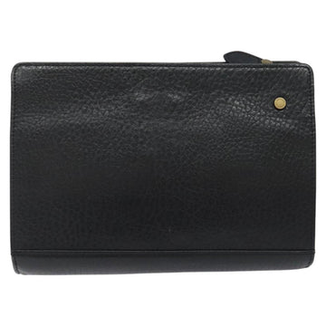 Burberrys Clutch Bag Leather Black Gold Auth bs24582 - 0