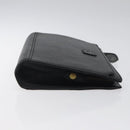 Burberrys Clutch Bag Leather Black Gold Auth bs24582-3