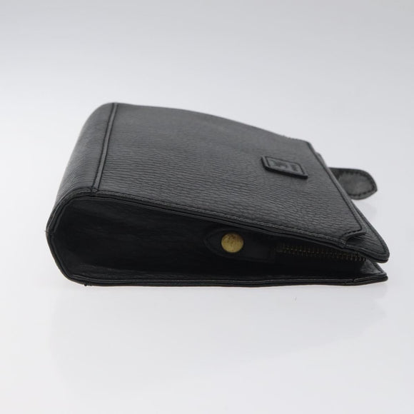 Burberrys Clutch Bag Leather Black Gold Auth bs24582