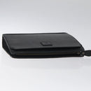 Burberrys Clutch Bag Leather Black Gold Auth bs24582-5