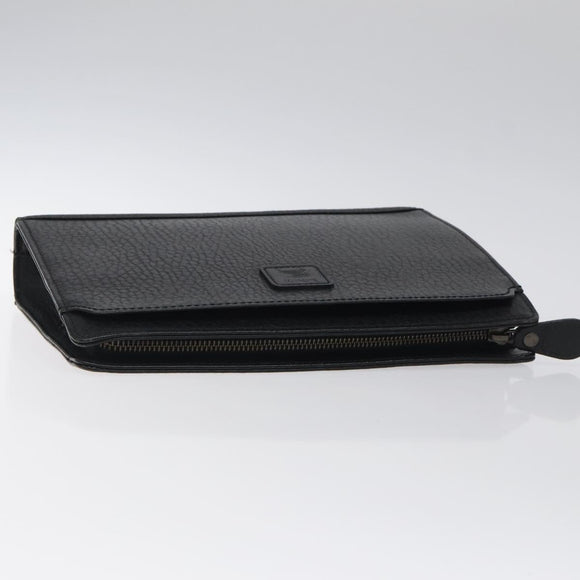 Burberrys Clutch Bag Leather Black Gold Auth bs24582
