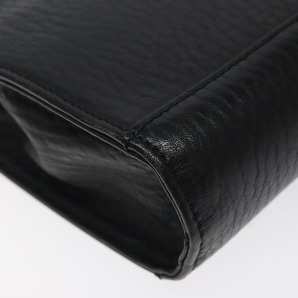 Burberrys Clutch Bag Leather Black Gold Auth bs24582