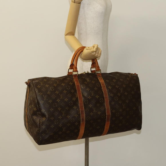 LOUIS VUITTON Monogram Keepall Bandouliere 55 Boston Bag M41414 LV Auth bs24587