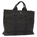 HERMES Her Line PM Tote Bag Canvas Gray Silver Auth bs24608-1